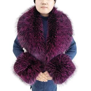 3461 Faux Fur Collar Cuffs Set Warm Fake Scarf Winter Women